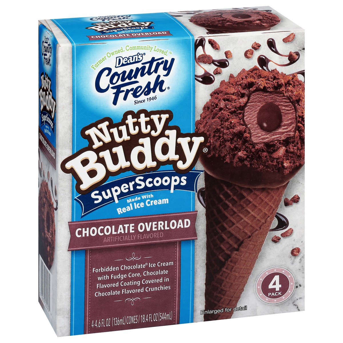 slide 3 of 4, Dean's Ice Cream Cones, Chocolate Overload, Super Scoops, 4 Pack, 4 ct