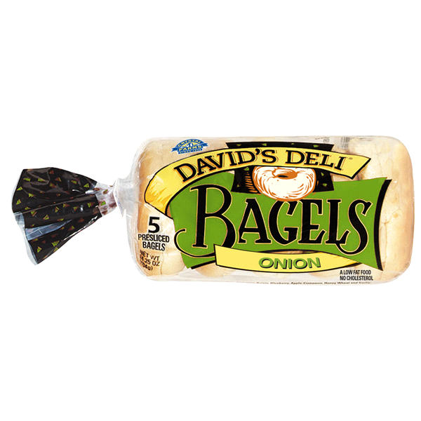 slide 1 of 1, David's Deli Onion Bagels, 5 ct, 5 ct