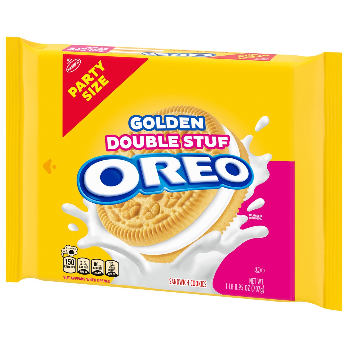 slide 8 of 15, OREO Double Stuf Golden Sandwich Cookies, Party Size, 24.95 oz, 24.95 oz