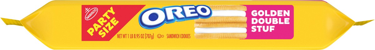 slide 10 of 15, OREO Double Stuf Golden Sandwich Cookies, Party Size, 24.95 oz, 24.95 oz