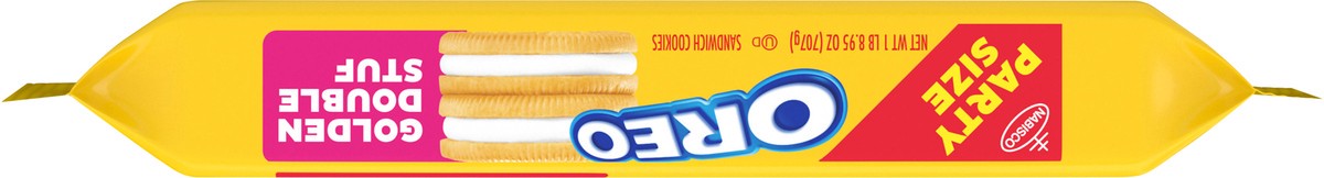 slide 9 of 15, OREO Double Stuf Golden Sandwich Cookies, Party Size, 24.95 oz, 24.95 oz