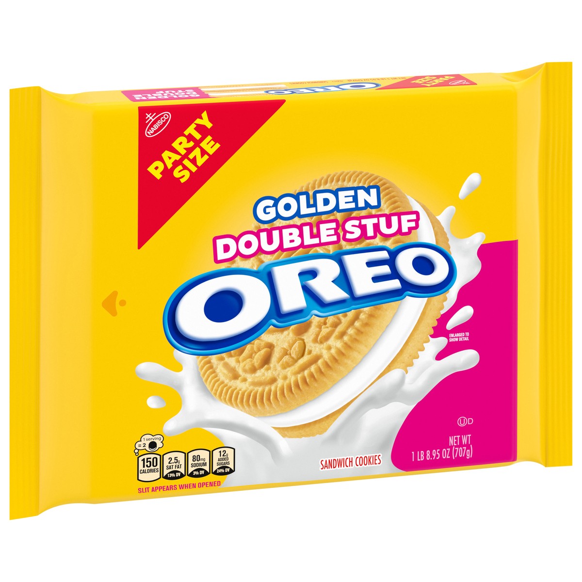 slide 11 of 15, OREO Double Stuf Golden Sandwich Cookies, Party Size, 24.95 oz, 24.95 oz