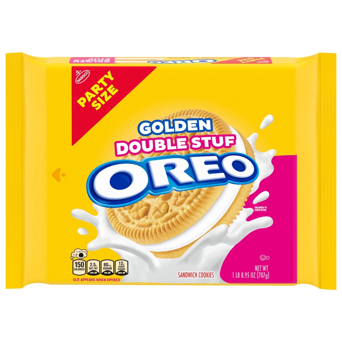 slide 1 of 15, OREO Double Stuf Golden Sandwich Cookies, Party Size, 24.95 oz, 24.95 oz