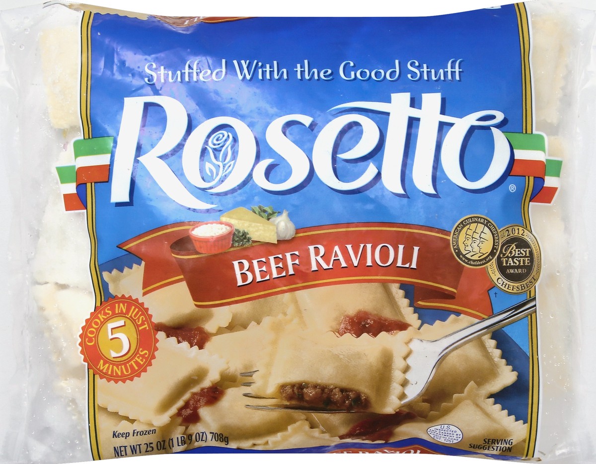 slide 5 of 5, Rosetto Beef Ravioli, 25 oz