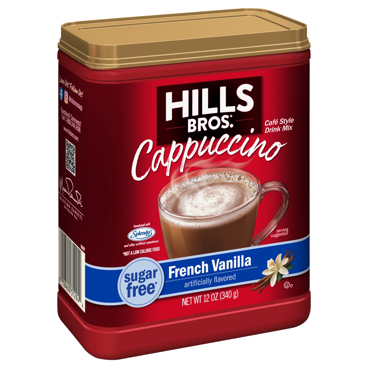 slide 2 of 9, Hills Bros. Sugar-Free French Vanilla Cappuccino Drink Mix, 12 oz