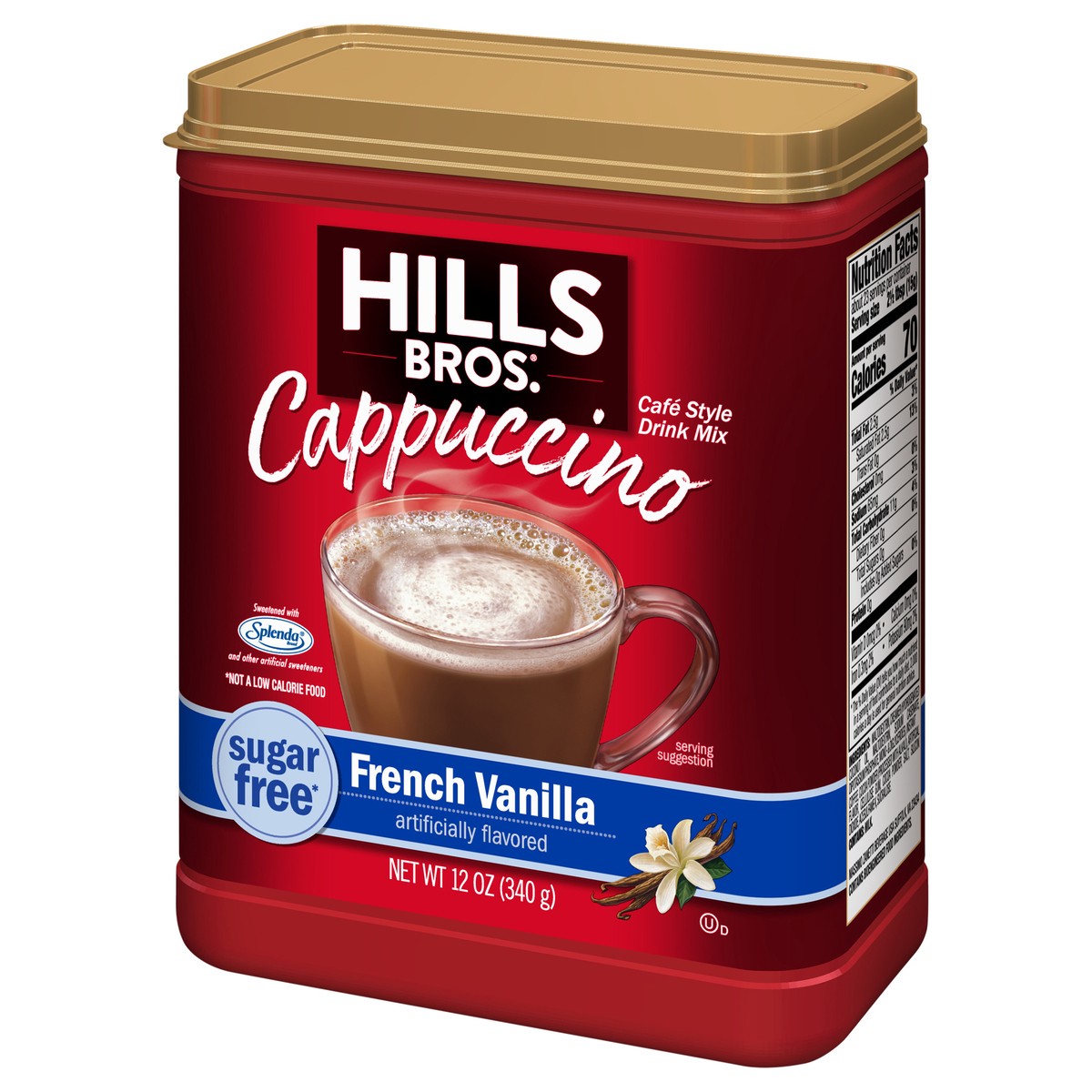 slide 3 of 9, Hills Bros. Sugar-Free French Vanilla Cappuccino Drink Mix, 12 oz