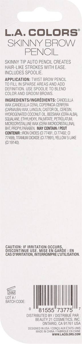 slide 3 of 12, L.A. Colors Browie Wowie Skinny Brow Pencil, Medium Brown, 1 ct
