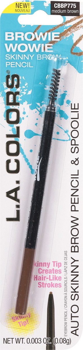 slide 11 of 12, L.A. Colors Browie Wowie Skinny Brow Pencil, Medium Brown, 1 ct
