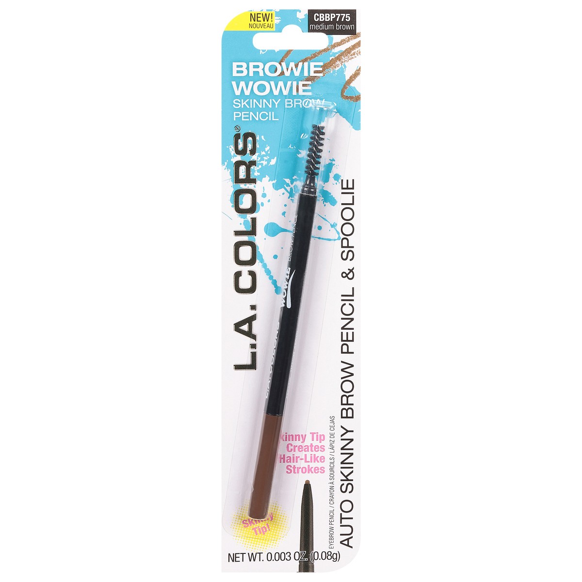 slide 4 of 12, L.A. Colors Browie Wowie Skinny Brow Pencil, Medium Brown, 1 ct