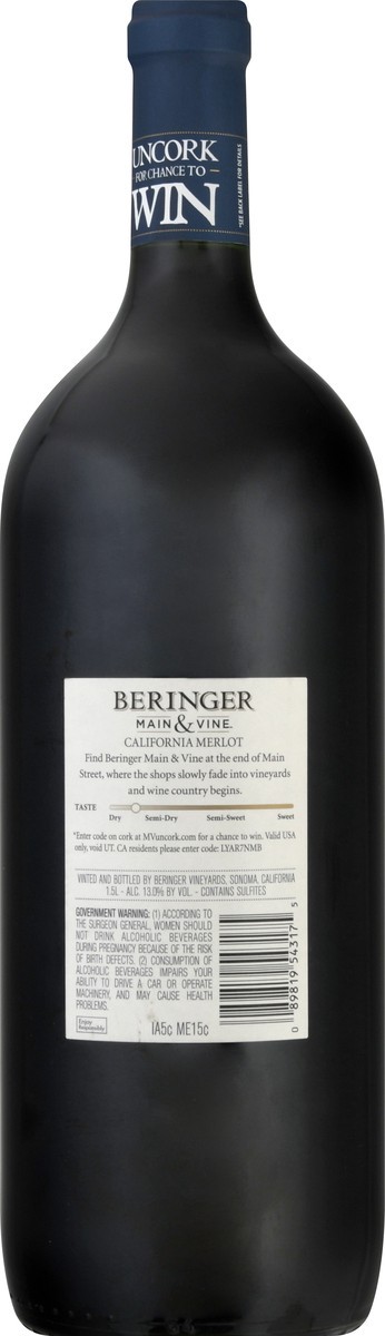 slide 8 of 9, Beringer Vineyards Beringer Main & Vine Merlot, California, 1.5 liter