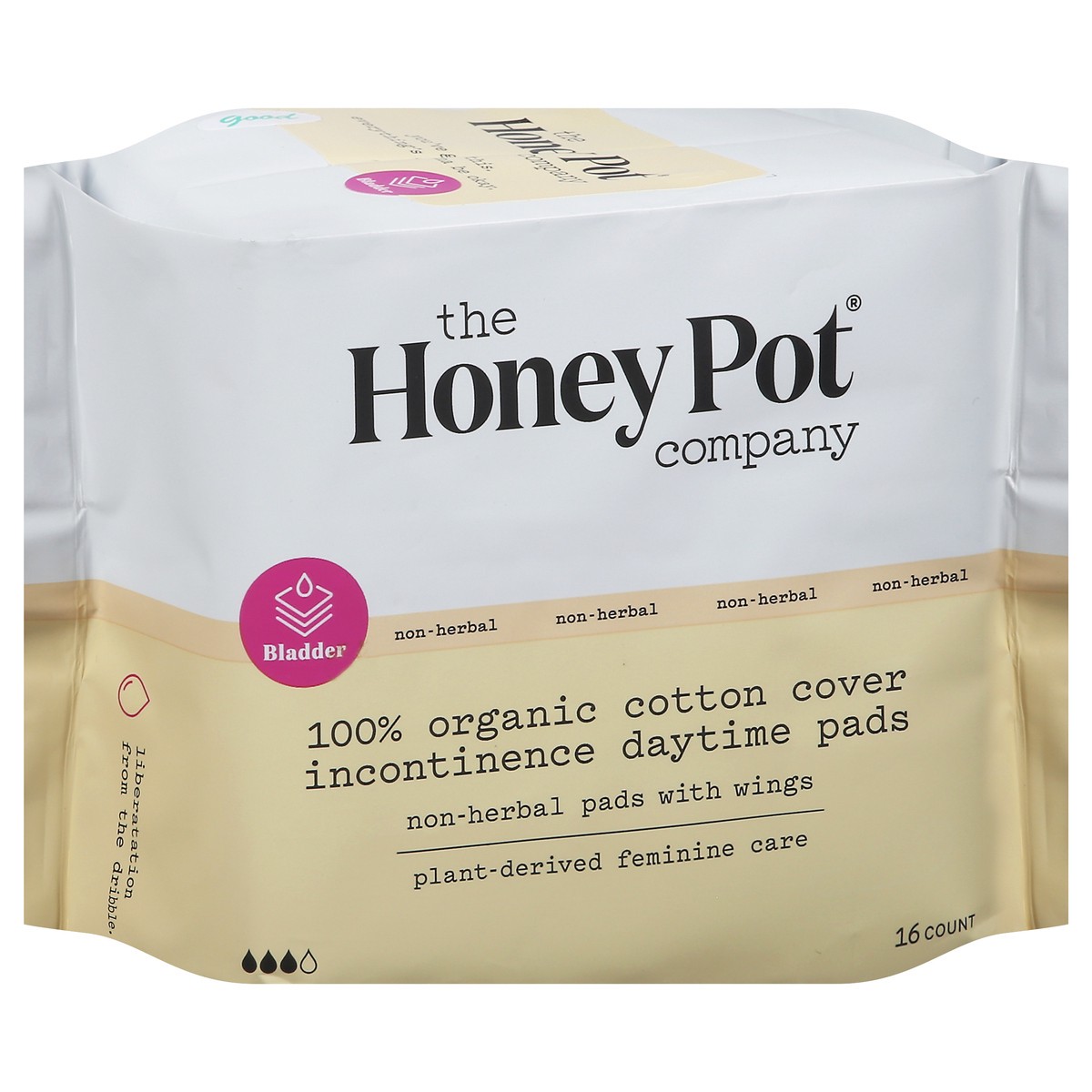 slide 4 of 9, The Honey Pot Company Organic Non-Herbal Incontinence Daytime Pads with Wings 16 ea, 16 ct