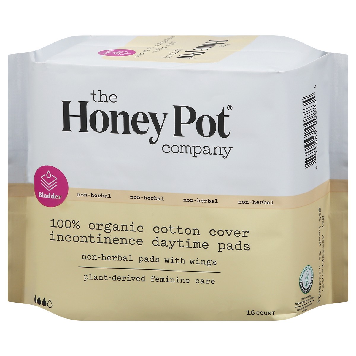 slide 7 of 9, The Honey Pot Company Organic Non-Herbal Incontinence Daytime Pads with Wings 16 ea, 16 ct