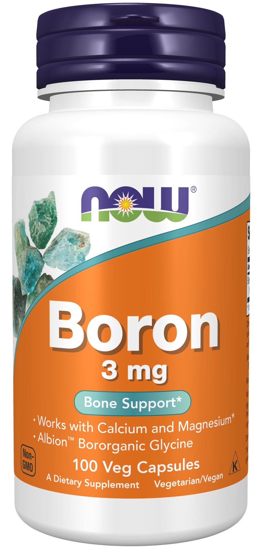 slide 1 of 4, NOW Boron 3 mg - 100 Veg Capsules, 100 cups