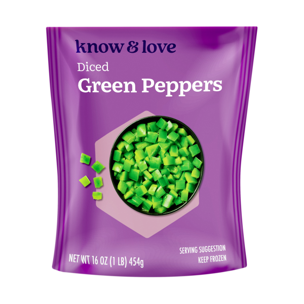 slide 1 of 1, know & love Chopped Green Peppers 16 Ounces, 16 oz