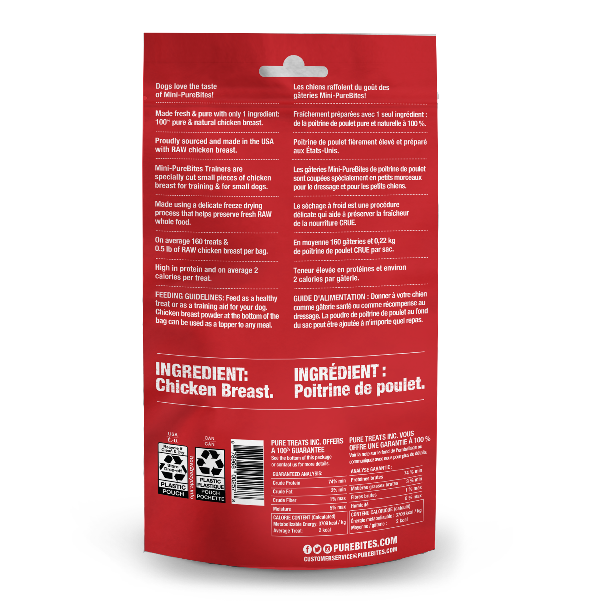 slide 4 of 5, PureBites Mini-Purebites Raw Freeze Dried Trainers Dog Treats - Chicken Breast, 2.1 oz