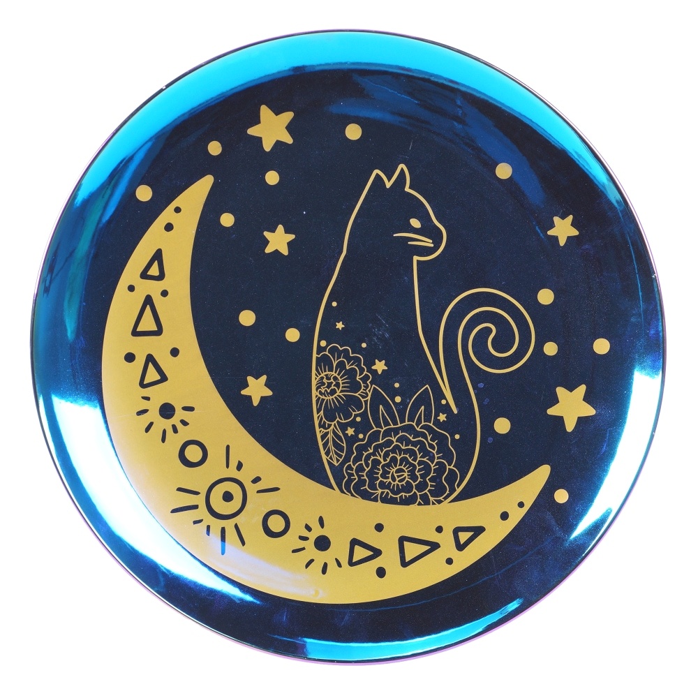 slide 1 of 1, Holiday Home All Hallows Moon Cat Tidbit Plate - Blue, 1 ct