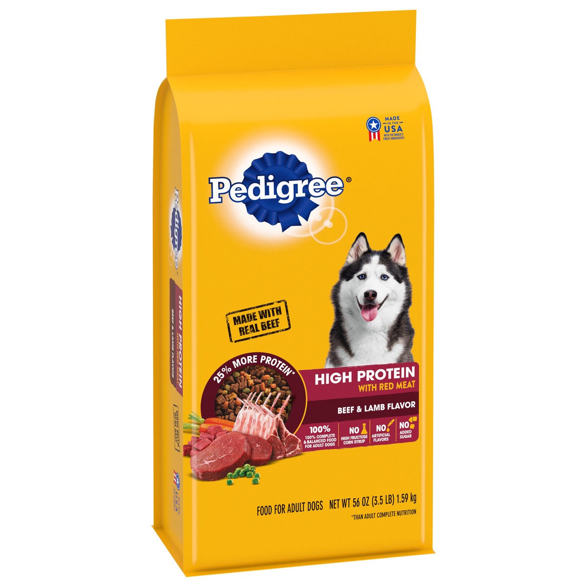 slide 3 of 9, Pedigree High Protein Beef and Lamb Flavor Adult Dry Dog Food, 3.5 lb