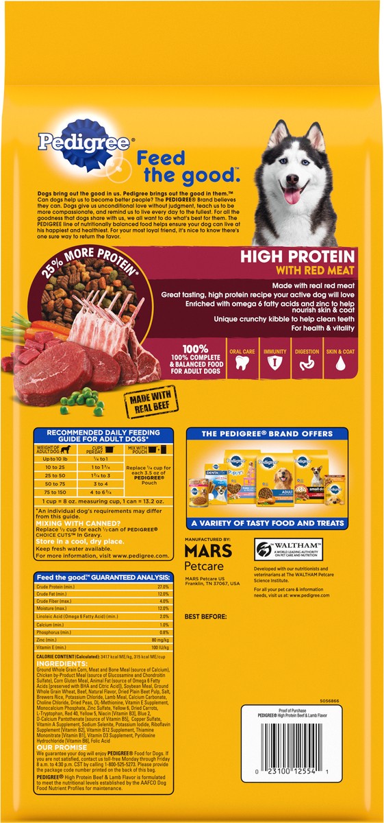 slide 4 of 9, Pedigree High Protein Beef and Lamb Flavor Adult Dry Dog Food, 3.5 lb