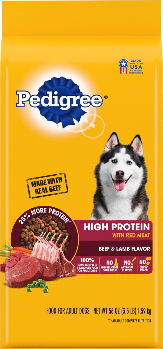 slide 7 of 9, Pedigree High Protein Beef and Lamb Flavor Adult Dry Dog Food, 3.5 lb