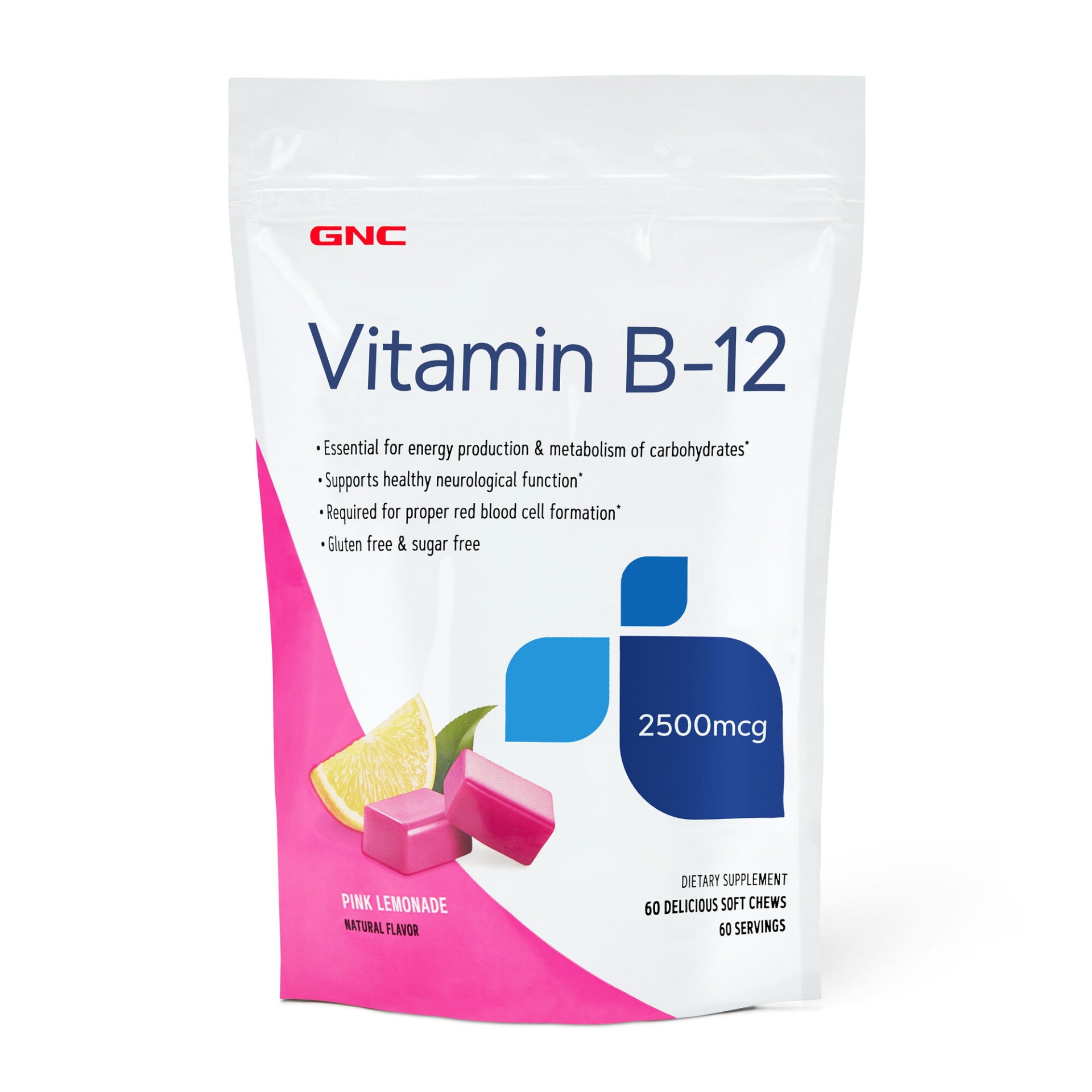 slide 1 of 1, GNC Vitamin B-12 Soft Chews - Pink Lemonade, 60 ct