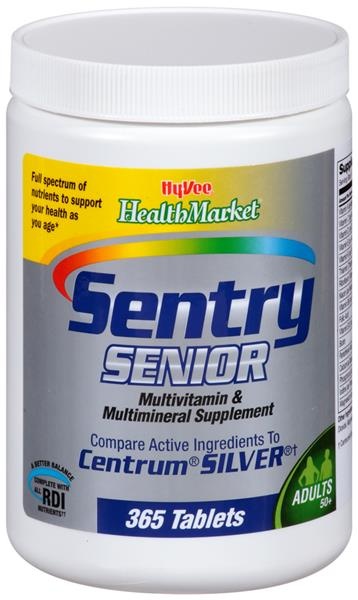 slide 1 of 1, Hy-Vee HealthMarket Sentry Senior Adults 50+ Multivitamin & Multimineral Supplement Tablets, 365 ct