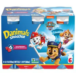 Danimals Smoothie Raspberry Dairy Drink Multi-Pack, 6 Ct, 3.1 OZ Smoothie Bottles