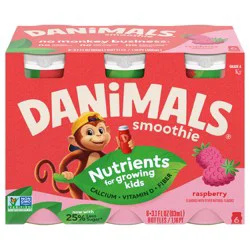 Danimals Smoothie Raspberry Dairy Drink Multi-Pack, 6 Ct, 3.1 OZ Smoothie Bottles