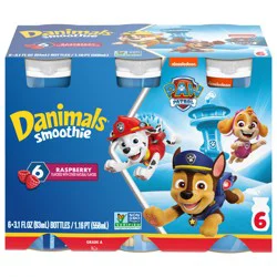 Danimals Smoothie Raspberry Dairy Drink Multi-Pack, 6 Ct, 3.1 OZ Smoothie Bottles