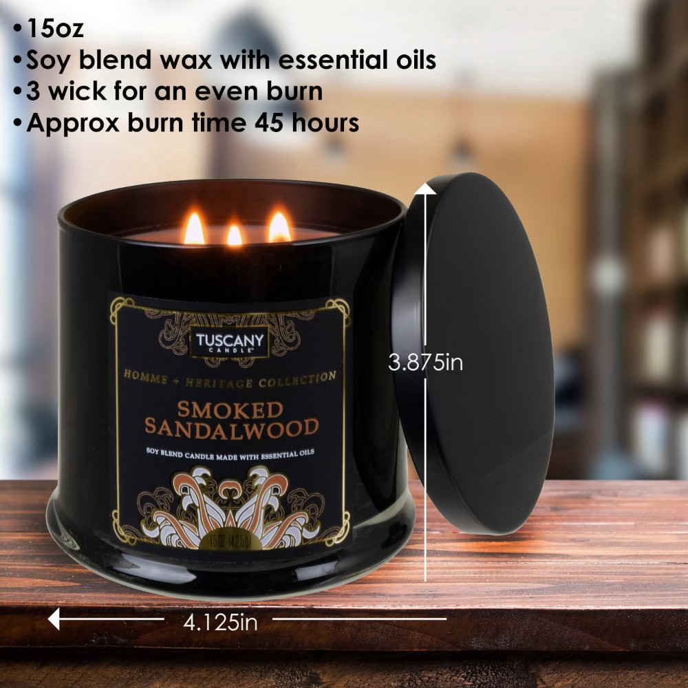slide 3 of 3, Tuscany Candle Homme + Heritage Collection Soy Candle, Smoked Sandalwood, 15 oz