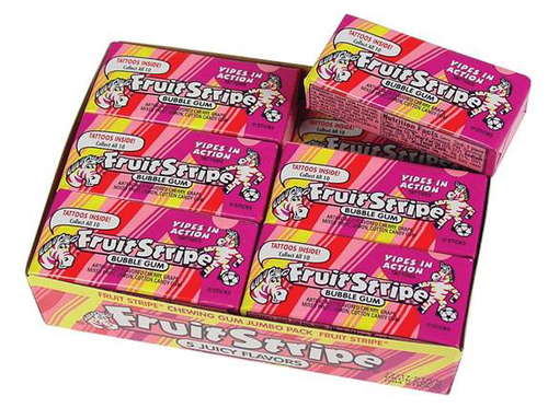 slide 1 of 1, Fruit Stripe Bubble Gum, 1.8 oz