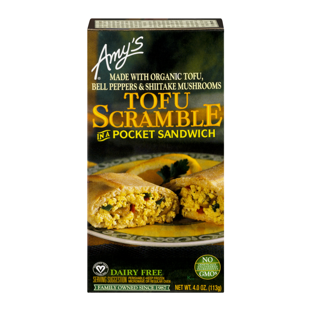 slide 1 of 1, Amy's Tofu Scramble Pocket Sandwich, 4 oz