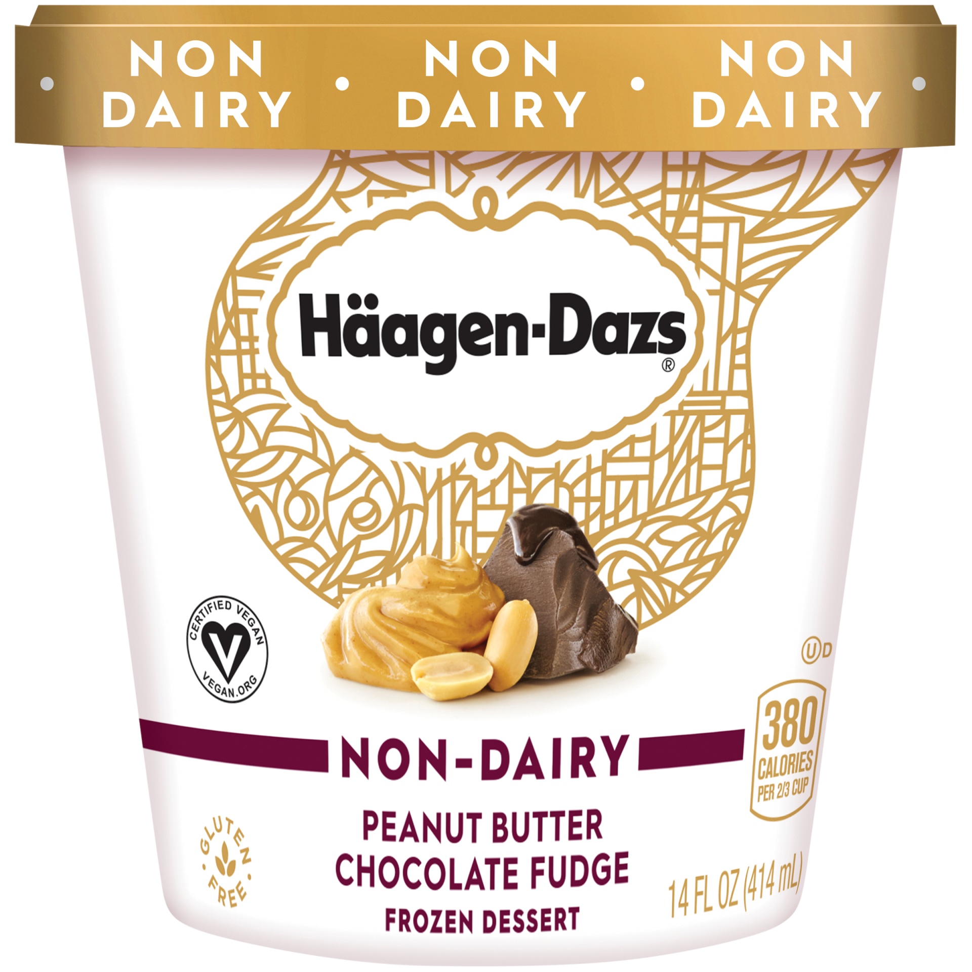 slide 1 of 7, Häagen-Dazs Non-Dairy Peanut Butter Chocolate Fudge Frozen Dessert, 14 fl oz