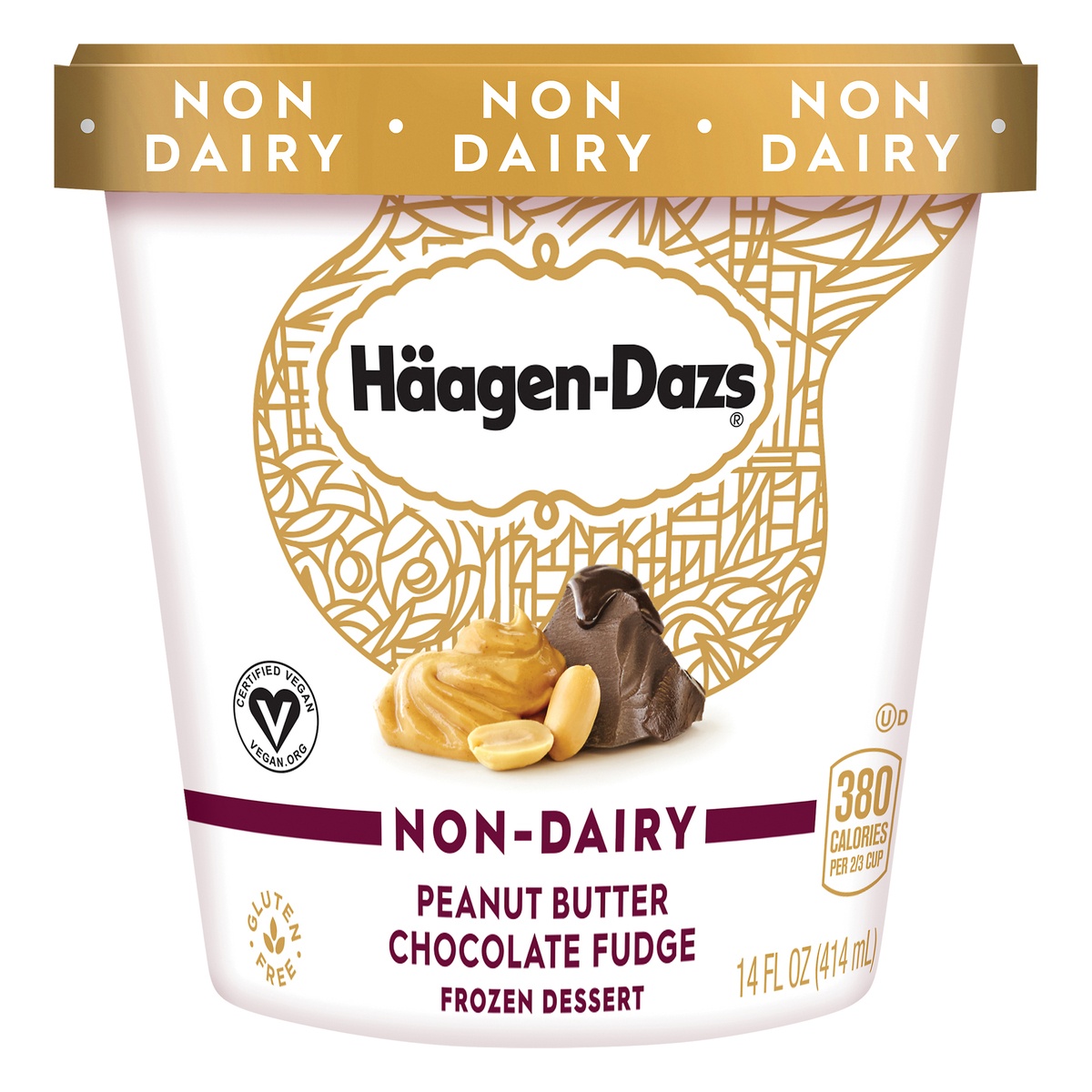 slide 1 of 1, Häagen-Dazs Non-Dairy Peanut Butter Chocolate Fudge Frozen Dessert, 14 fl oz