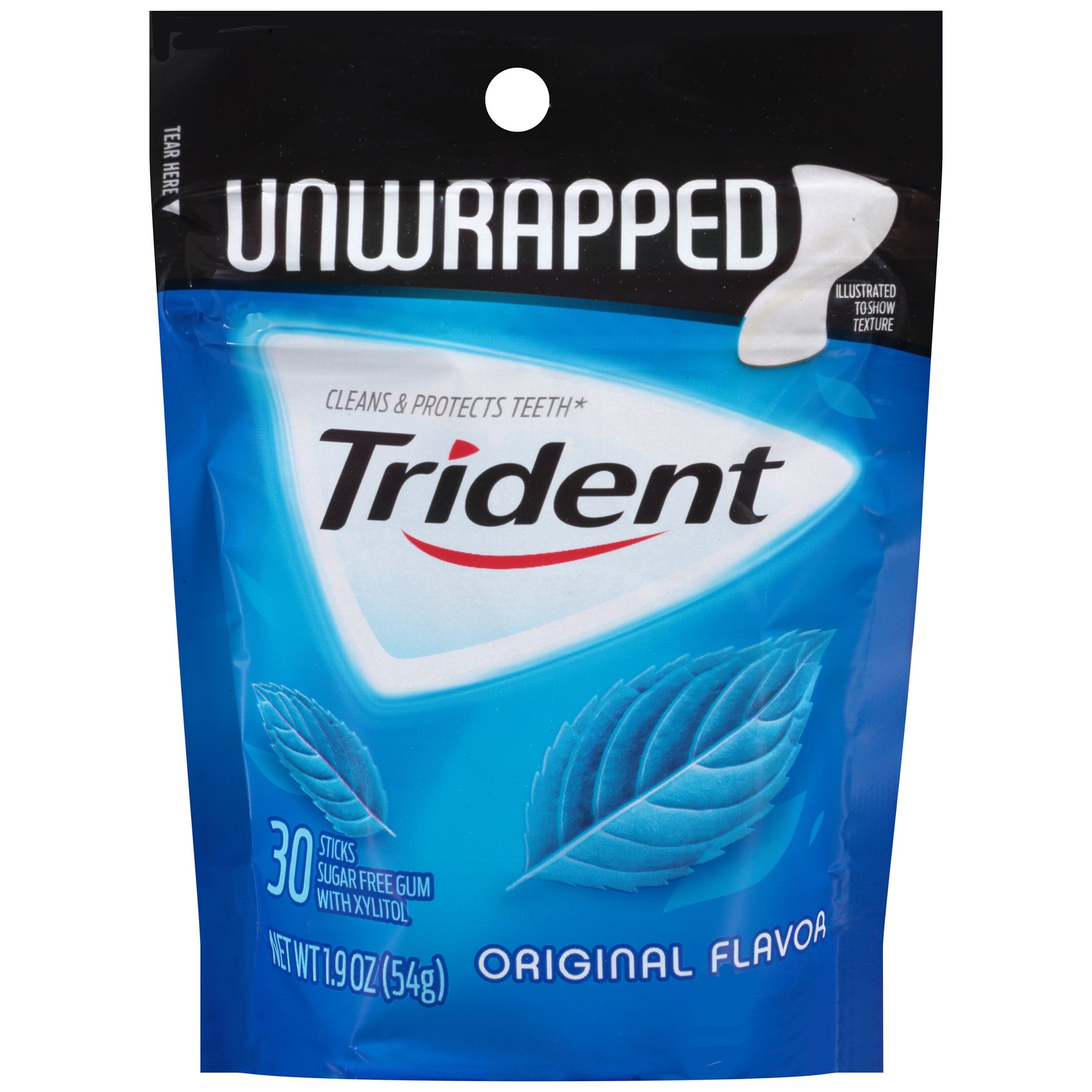 slide 1 of 5, Trident Unwrapped Sugar Free Gum, Original Flavor, 4 Packs (120 Pieces Total), 0.13 lb