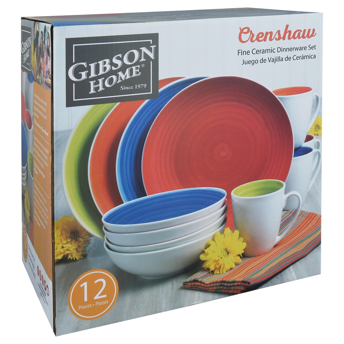 slide 3 of 9, Gibson Home Crenshaw Fine Ceramic Dinnerware Set 12 pc Box, 1 ct