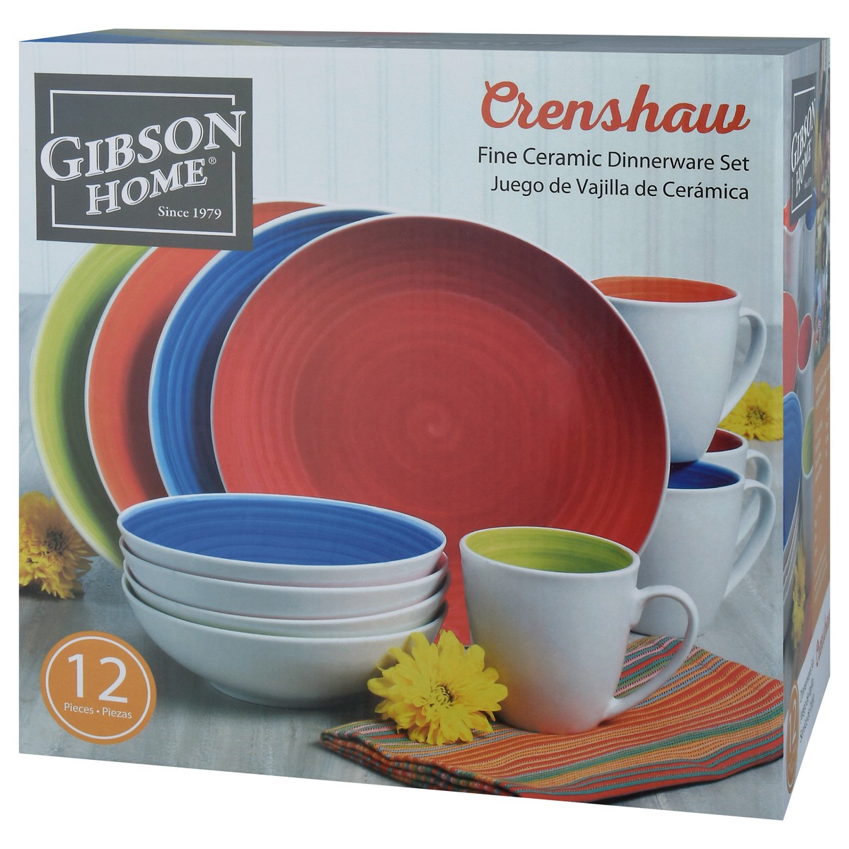 slide 5 of 9, Gibson Home Crenshaw Fine Ceramic Dinnerware Set 12 pc Box, 1 ct