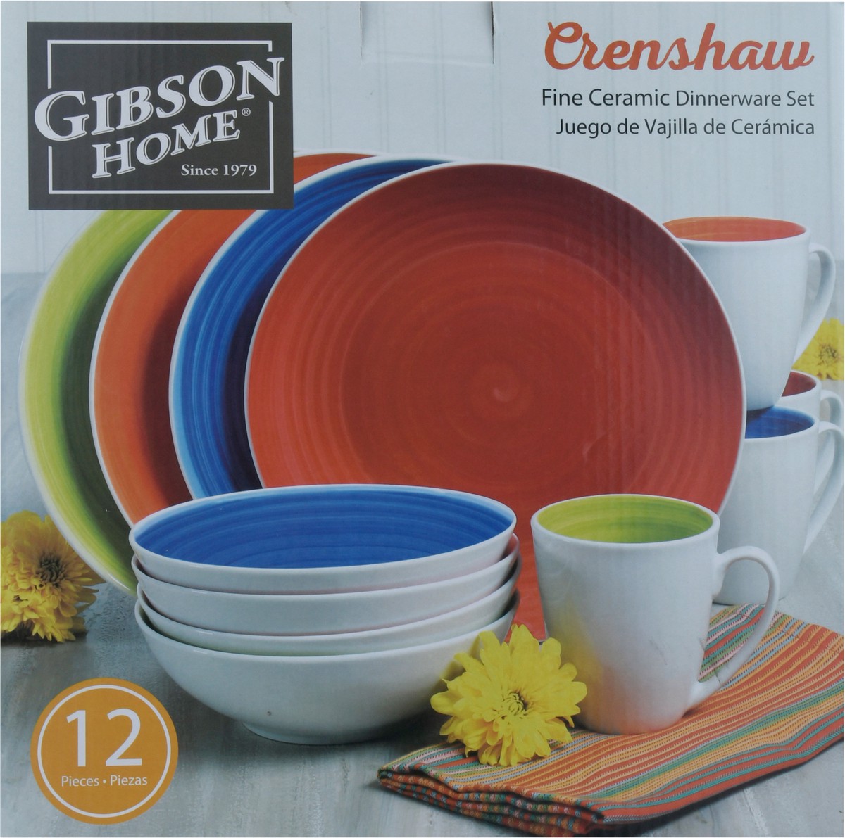 slide 2 of 9, Gibson Home Crenshaw Fine Ceramic Dinnerware Set 12 pc Box, 1 ct