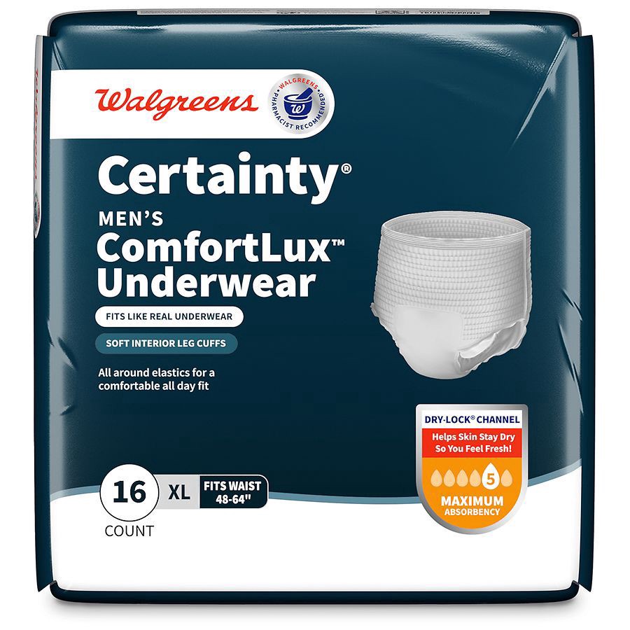 slide 3 of 5, Walgreens Certainty ComfortLux Adult Incontinence Underwear for Men XL, 16 ct