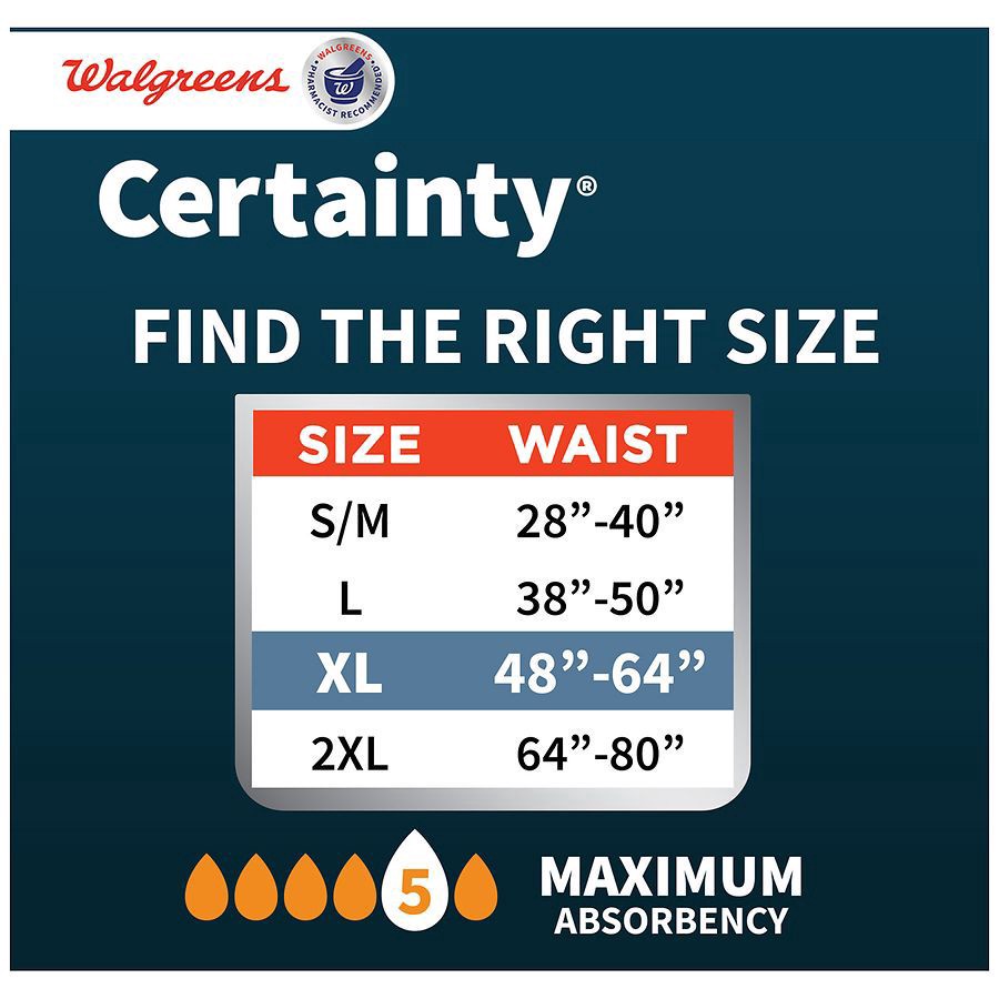 slide 4 of 5, Walgreens Certainty ComfortLux Adult Incontinence Underwear for Men XL, 16 ct