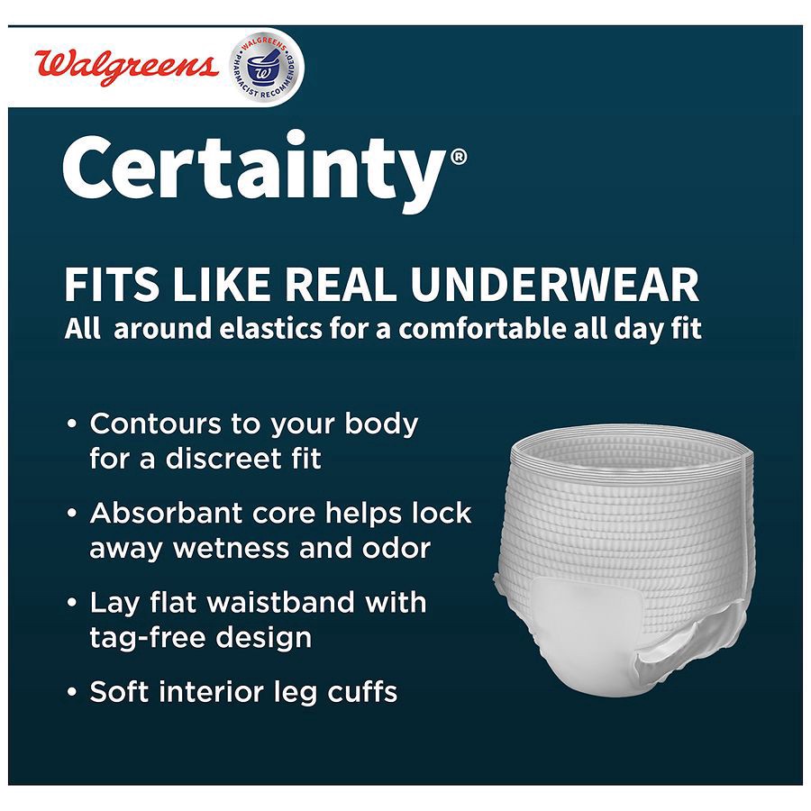 slide 5 of 5, Walgreens Certainty ComfortLux Adult Incontinence Underwear for Men XL, 16 ct