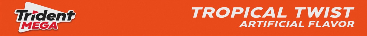 slide 9 of 9, Trident Mega Tropical Twist Sugar Free Gum, 10 Pieces, 1.12 oz
