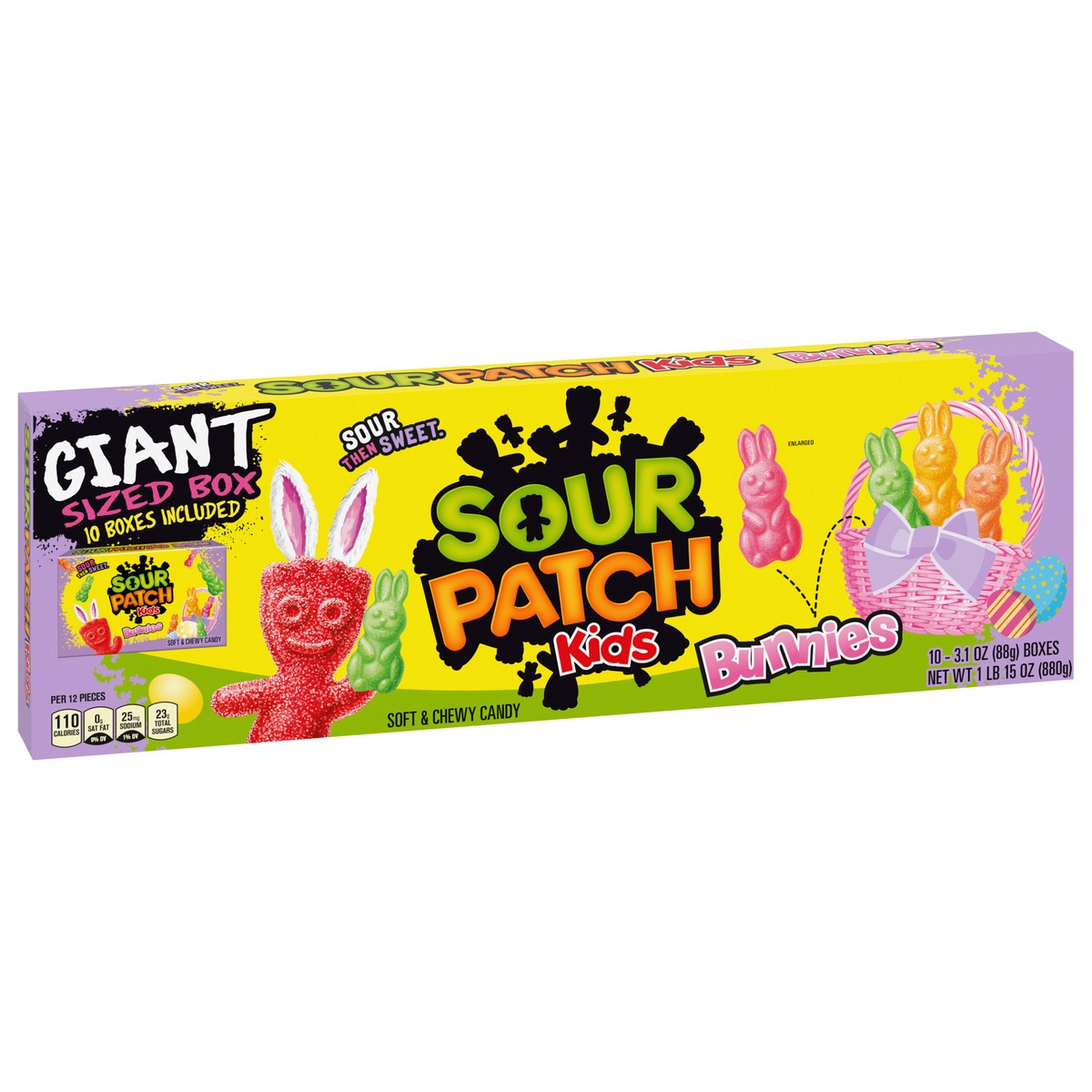slide 3 of 9, SOUR PATCH KIDS Bunnies Soft & Chewy Easter Candy, Giant Box, 31.04 oz
