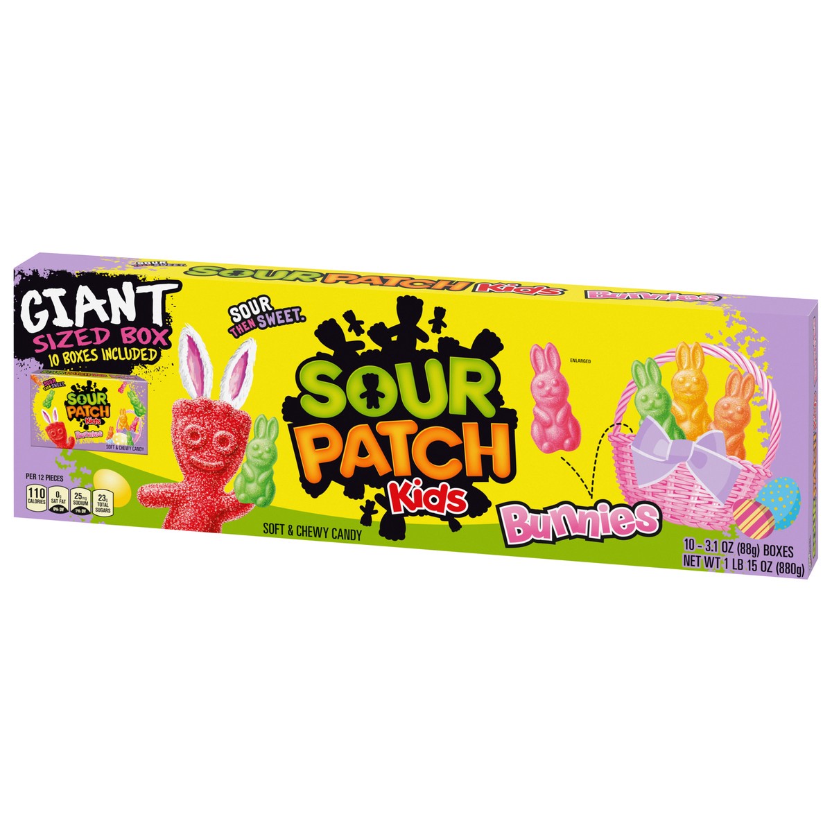 slide 6 of 9, SOUR PATCH KIDS Bunnies Soft & Chewy Easter Candy, Giant Box, 31.04 oz