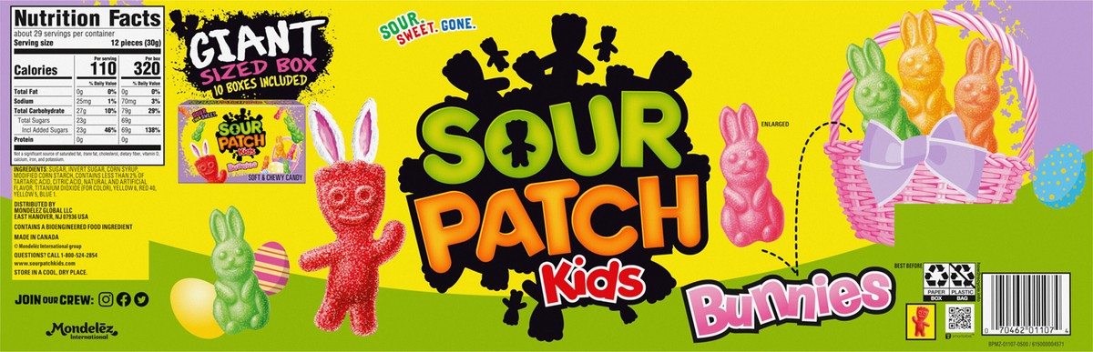 slide 9 of 9, SOUR PATCH KIDS Bunnies Soft & Chewy Easter Candy, Giant Box, 31.04 oz