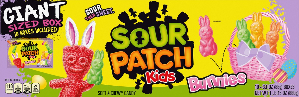 slide 5 of 9, SOUR PATCH KIDS Bunnies Soft & Chewy Easter Candy, Giant Box, 31.04 oz