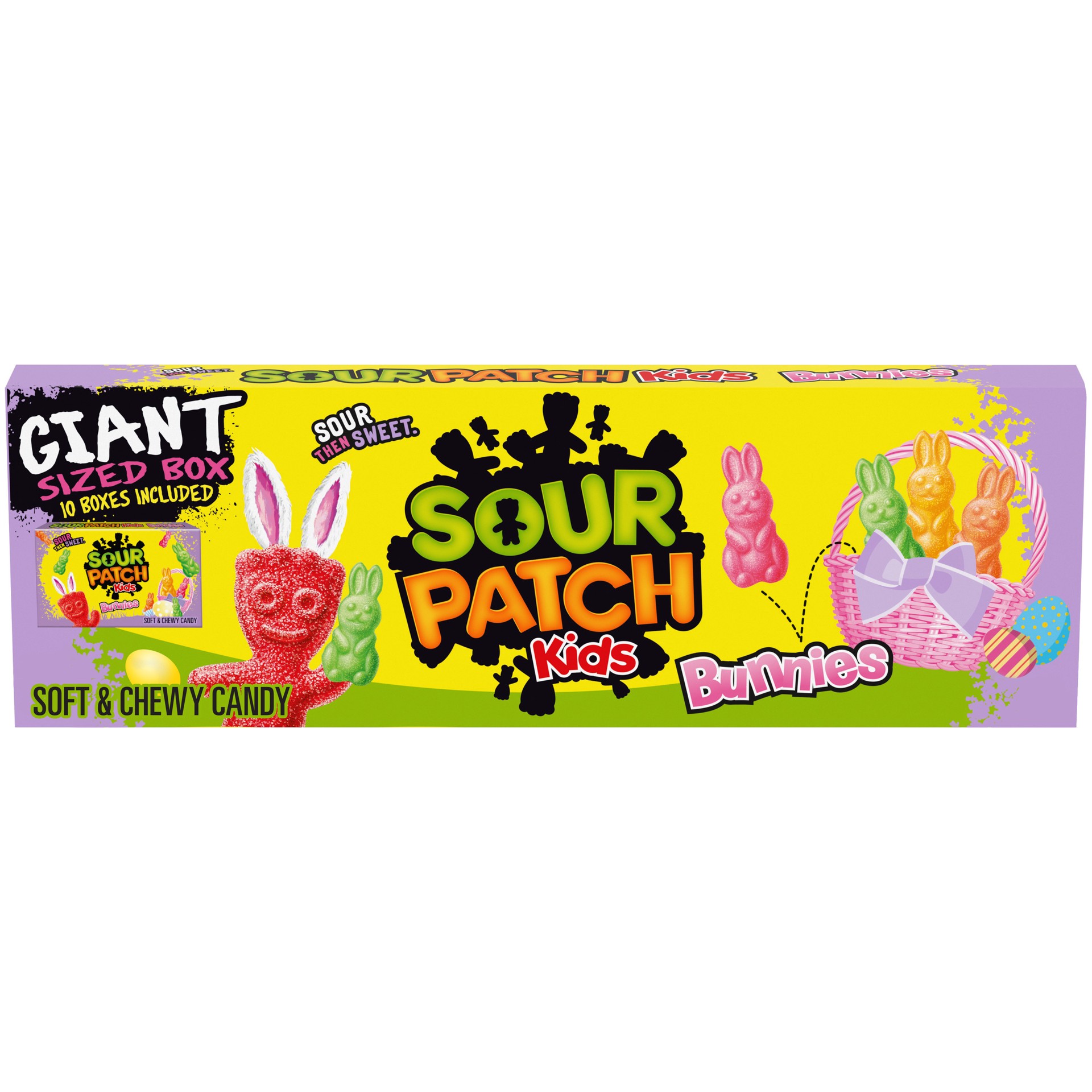 slide 1 of 9, SOUR PATCH KIDS Bunnies Soft & Chewy Easter Candy, Giant Box, 31.04 oz