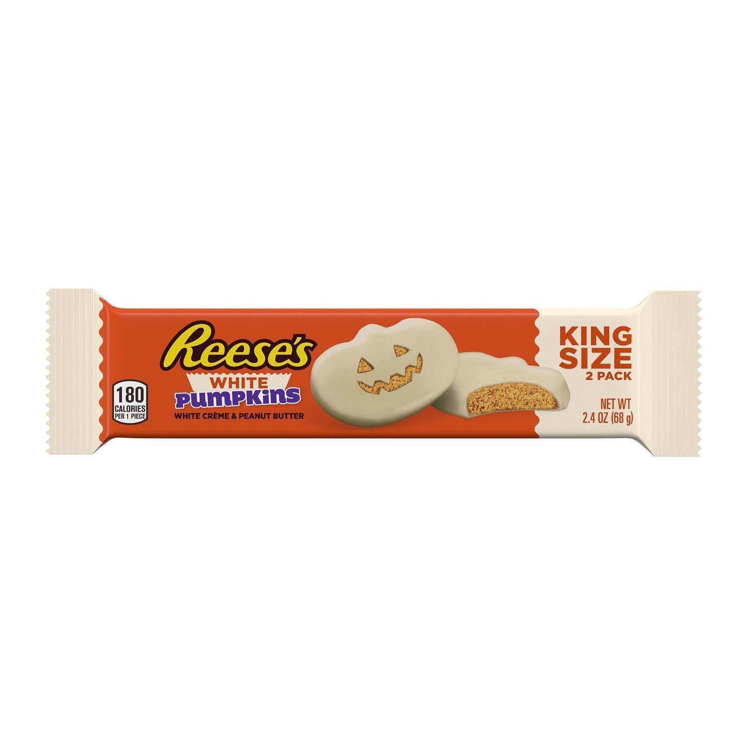 slide 1 of 8, Reese's White Pumpkins King Size White Creme & Peanut Butter Candy 2 ea, 2 ct