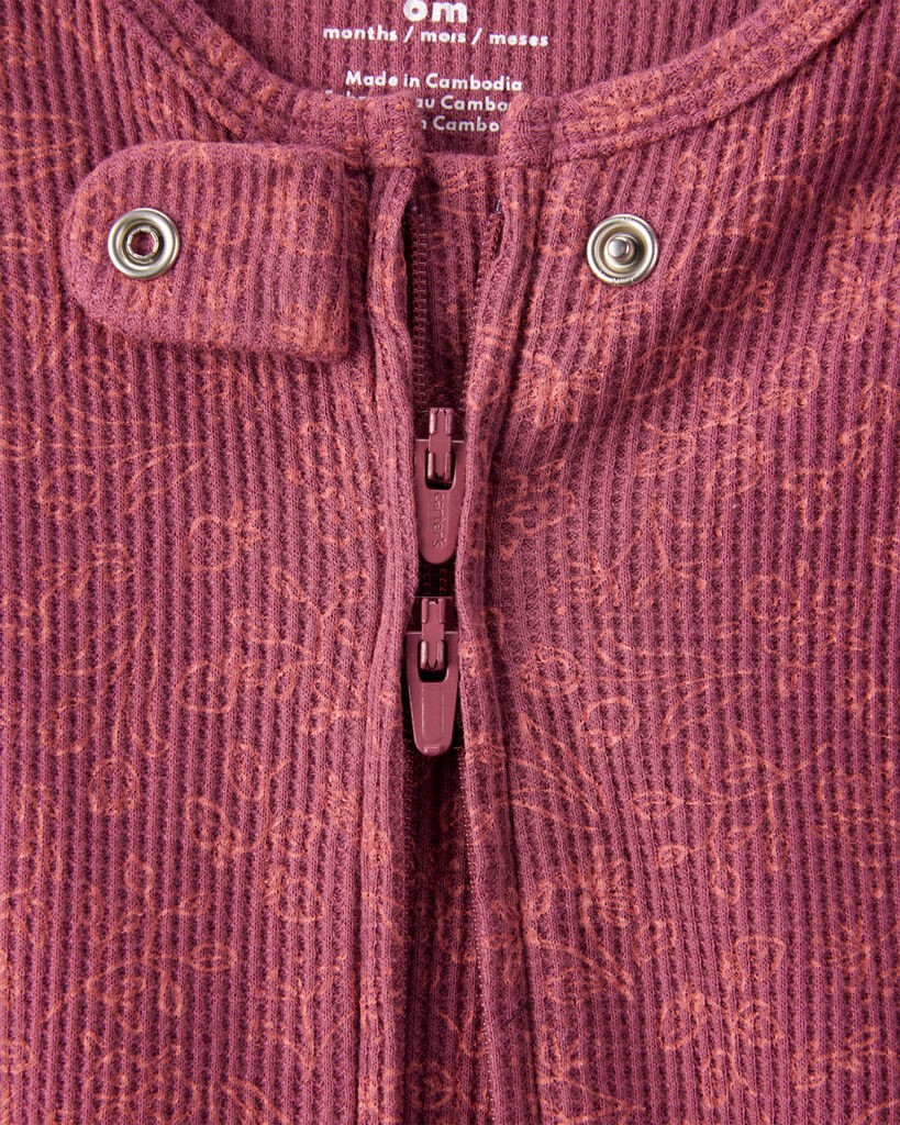 slide 4 of 4, Carter's Carters Baby Girl Floral Print Cotton Long-Sleeve 2-Way Zip Sleep & Play - Pink Pink PRE, 1 ct