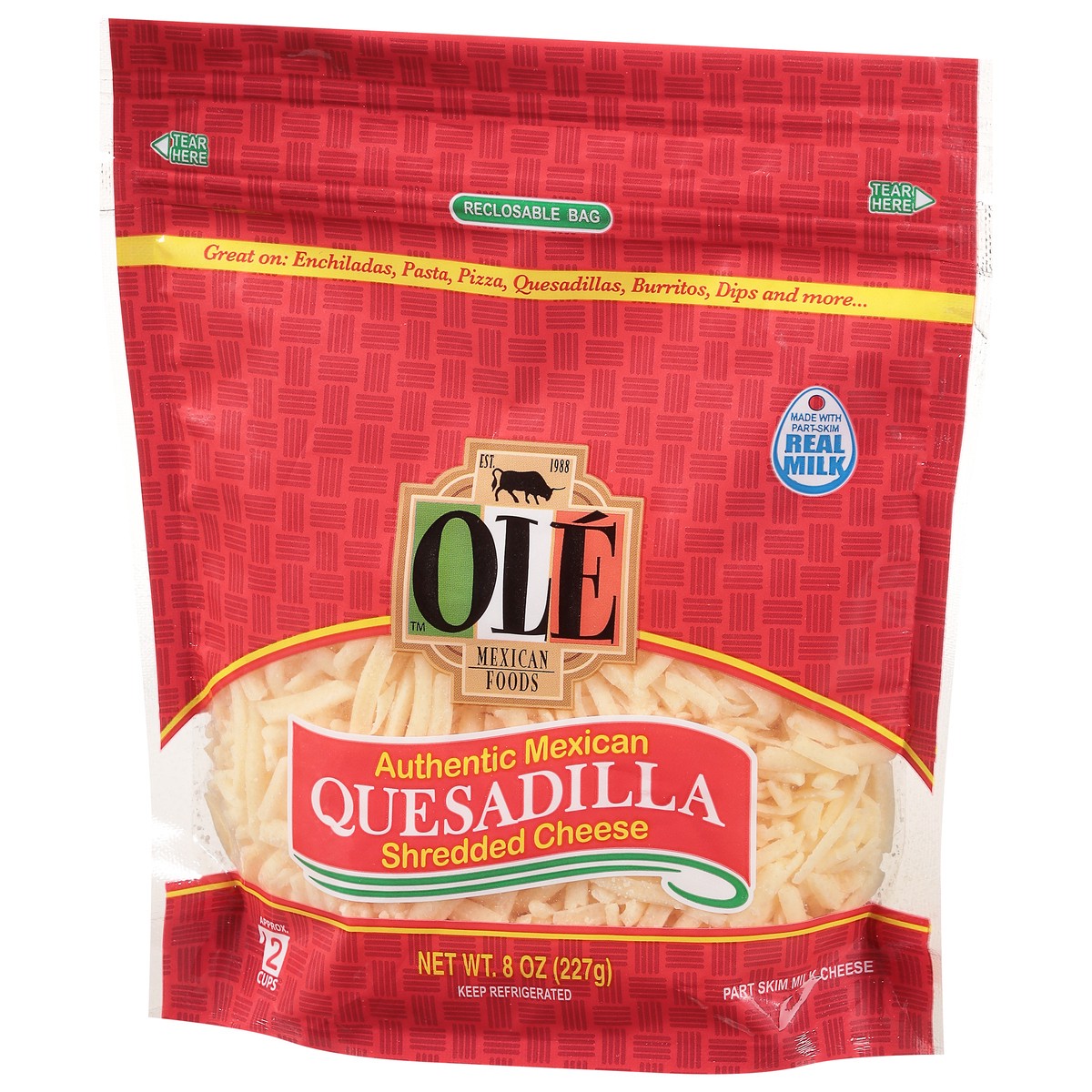 slide 5 of 11, Ole Authentic Mexican Quesadilla Shredded Cheese 8 oz, 8 oz