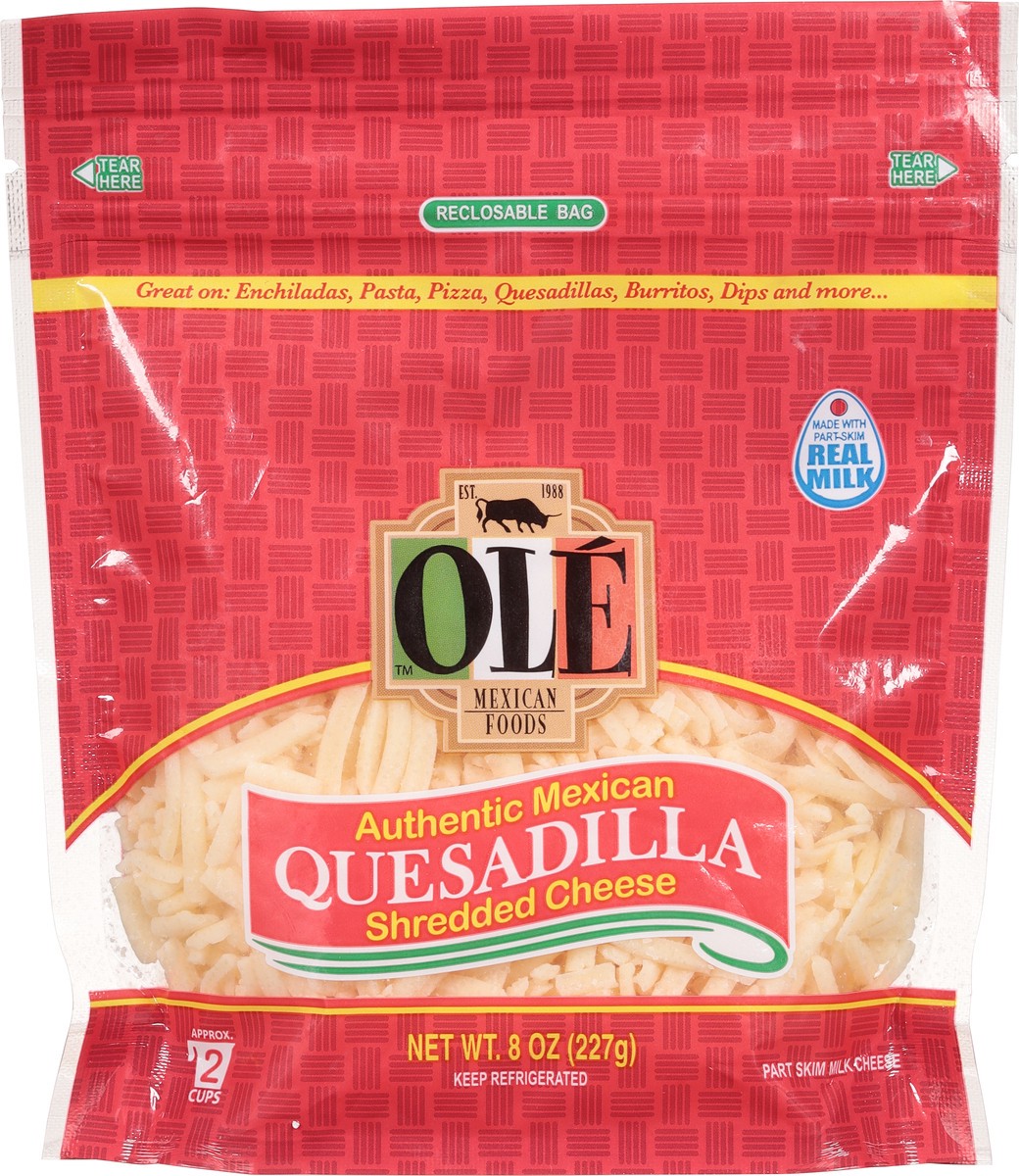 slide 6 of 11, Ole Authentic Mexican Quesadilla Shredded Cheese 8 oz, 8 oz